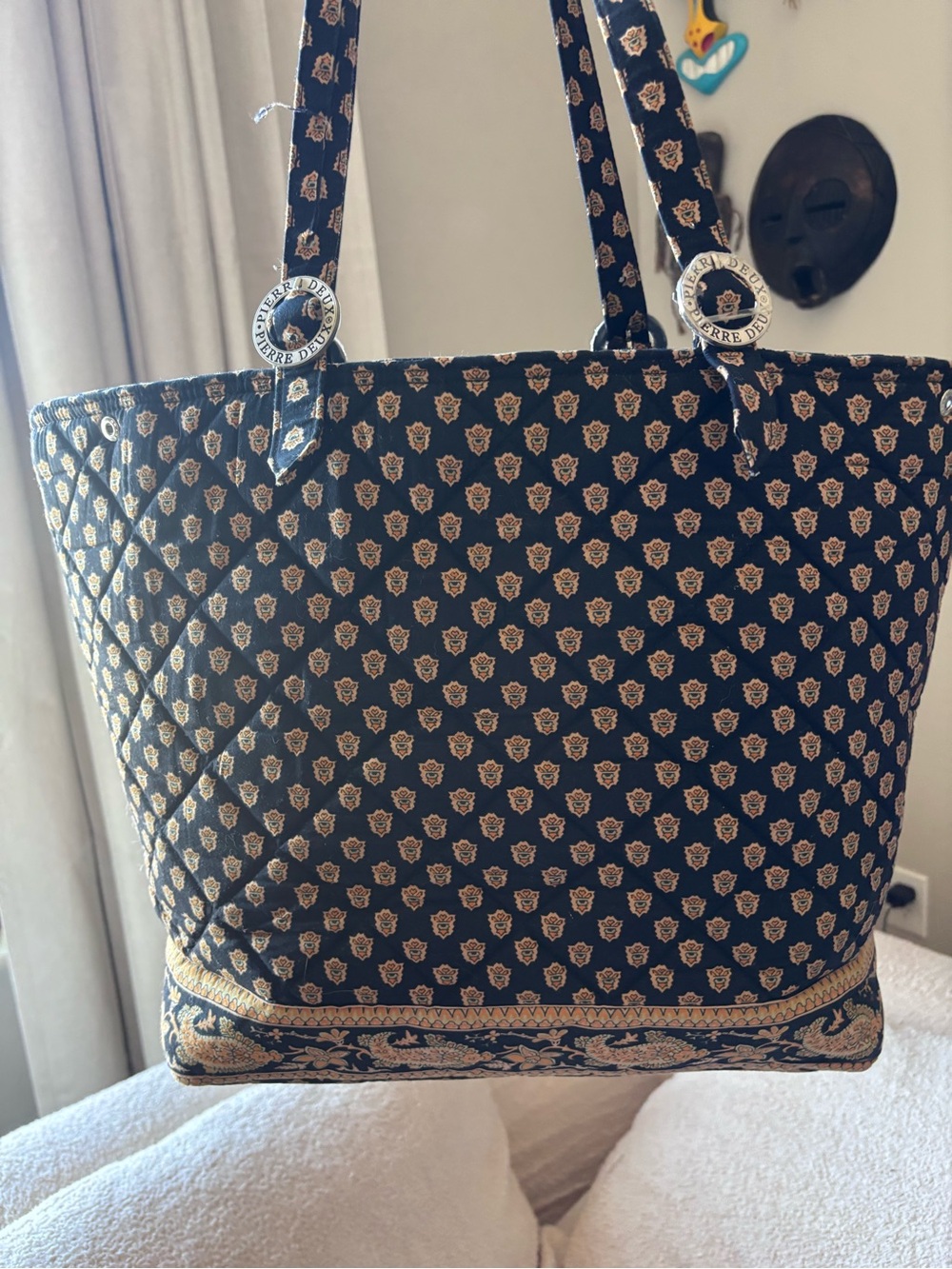 Pierre duex french Quilted Black and Gold Patterned Tote Bag